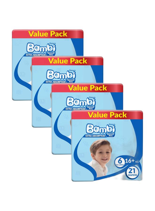 Sanita Bambi Size 6, Xxl, 16+ Kg, Value Pack, 21 Diapers Bundle